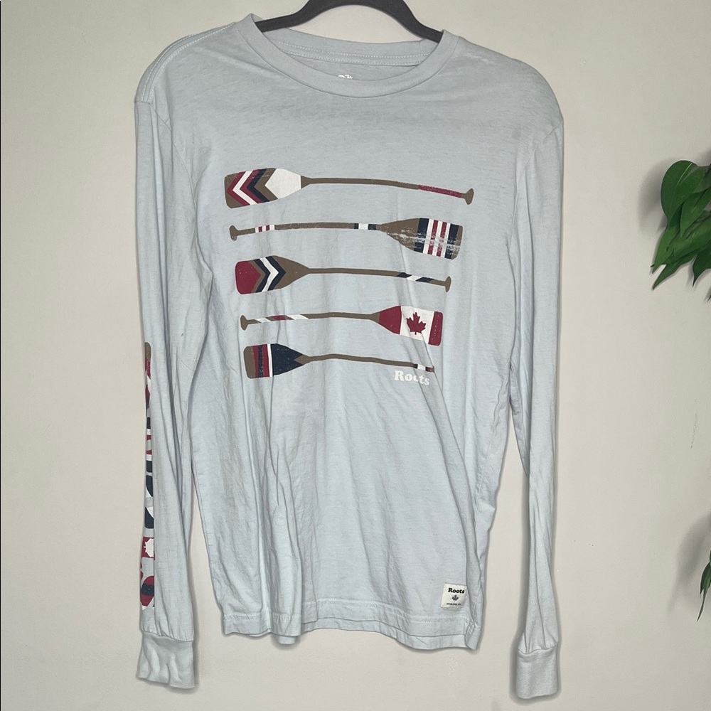 Roots Blue Long Sleeve Tee with Paddle Graphics